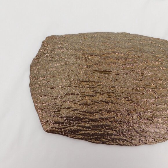 Pomegranate Romos Amber Console Serving Dish Pearlized Gold Glass 14" x 9.5" - Picture 9 of 11